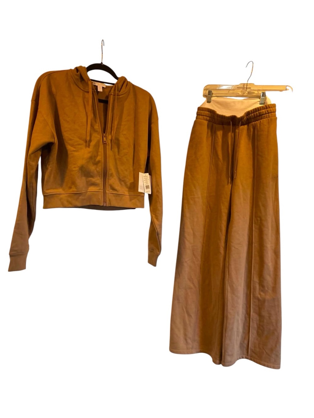 NWT Beyond Yoga Full Zip Hoodie/ Wide leg pants DARK TAN Size S/M